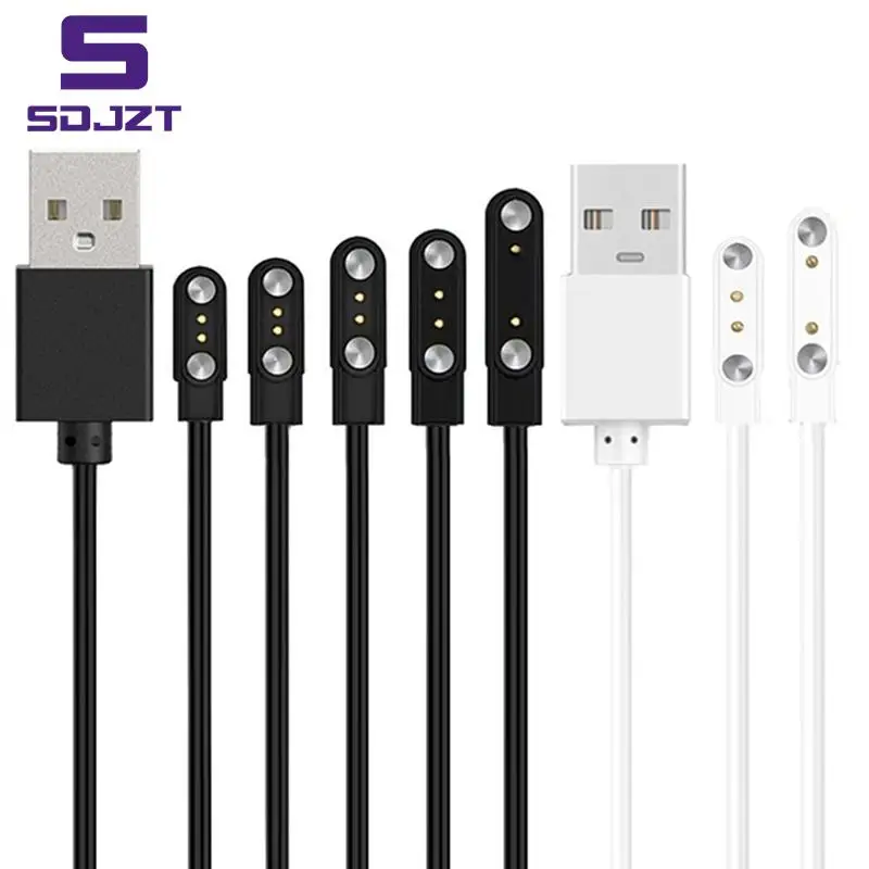 Universal 2 Pin Strong Magnetic Charge Cable USB Charging Line Cord Rope Black White Color Compatible with Smart Watches 10Types