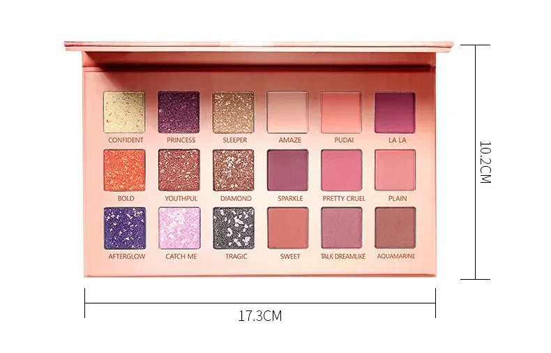 Hoge kwaliteit 18-kleuren eenvoudig licht glans oogschaduwpalet make-up naakt mineralen klei glitter oogschaduwpalet geschenken cosmetica