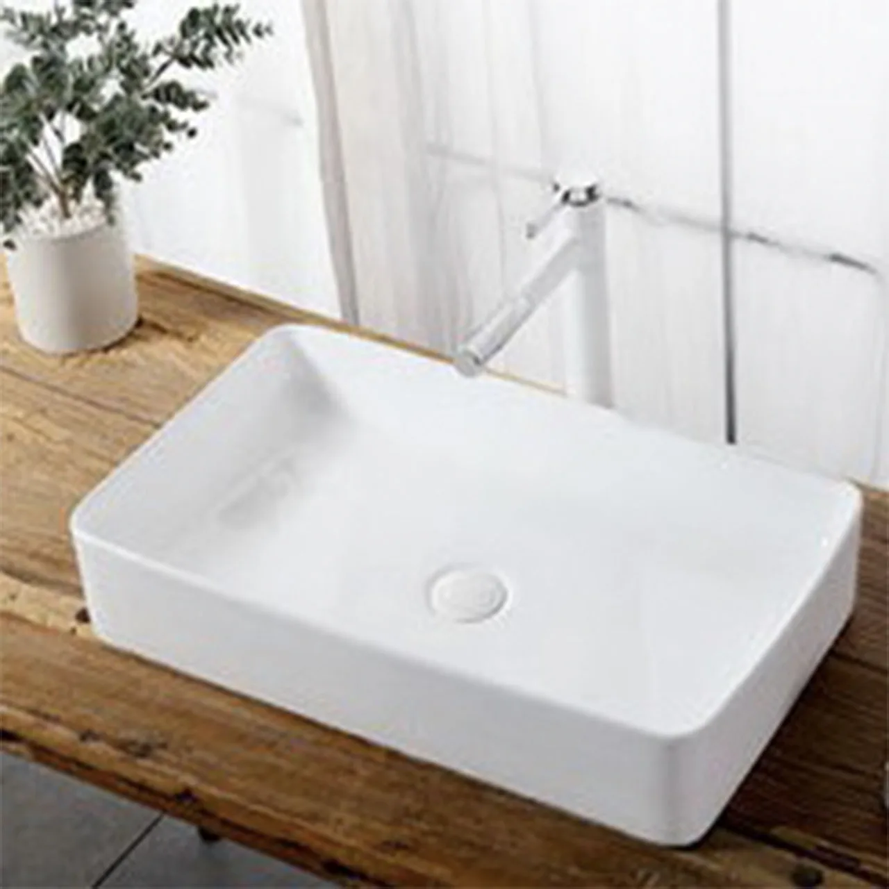 

Bathroom Countertop Basin Balcony Washbasin Ceramic Wash Basin Home White Art Basin Square Basin Bathroom Sink