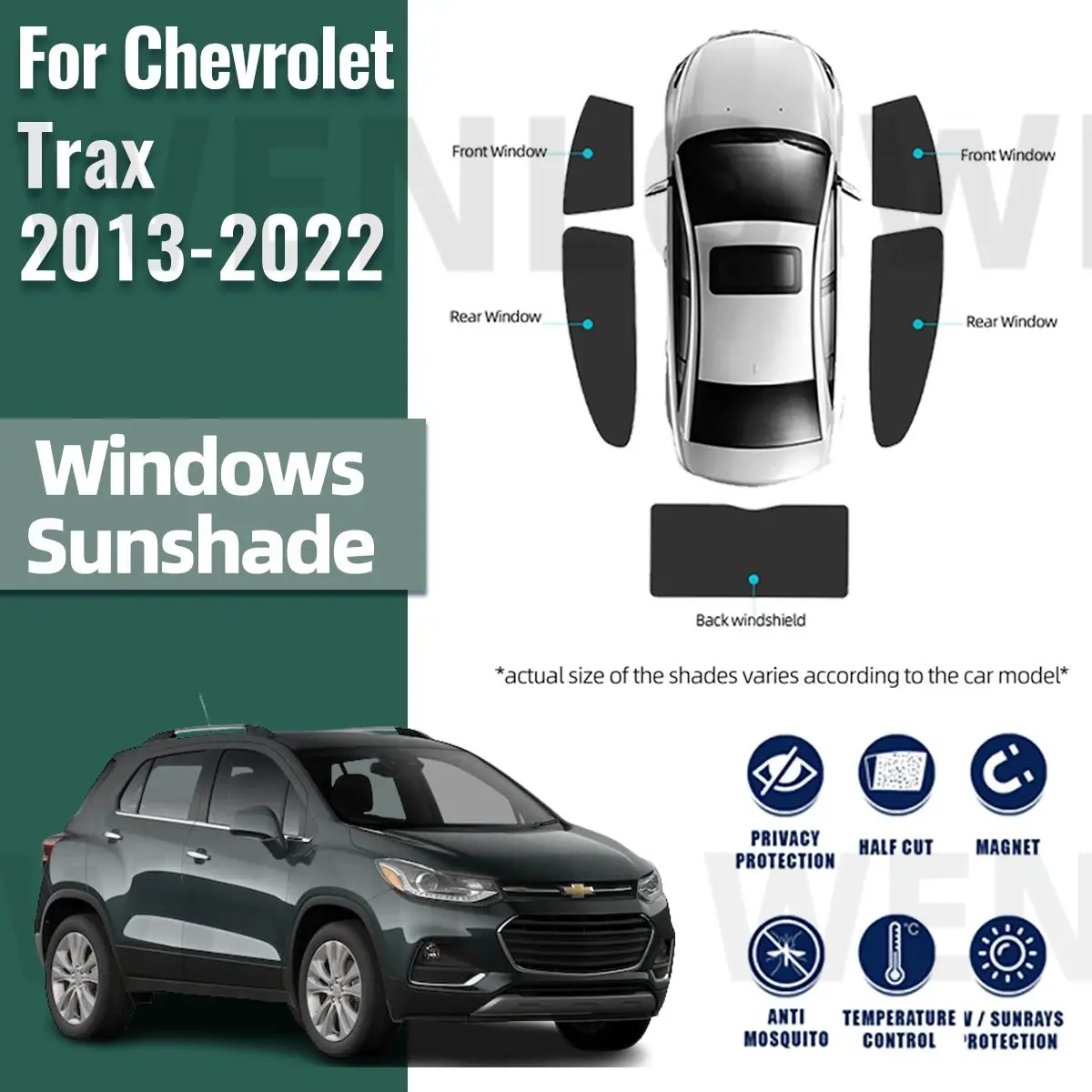 For Chevrolet Holden Trax Tracker 2013-2022 Magnetic Car Sunshade Front Windshield Curtain Rear Side Window Sun Shade Shield