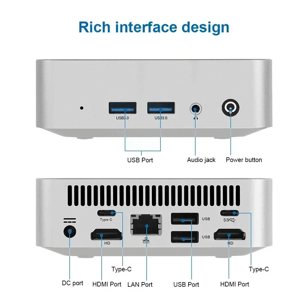 SZBOX W6 Mini PC Intel N3700/N3710 Quad Core Fanless Dual HDMI 4K Gigabit LAN Desktop Computer for Office Business HTPC