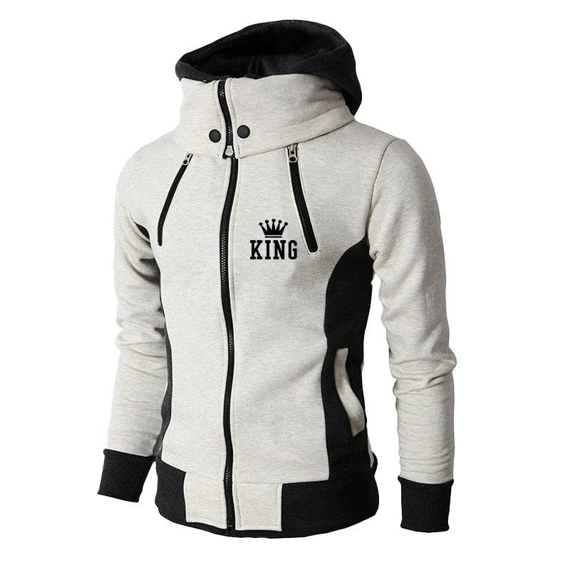 New Autumn/Winter Men's Printed Four Zipper Hoodie Jacket Sports Jacket Casual Hoodie Jacket Zipper Wool Jacket