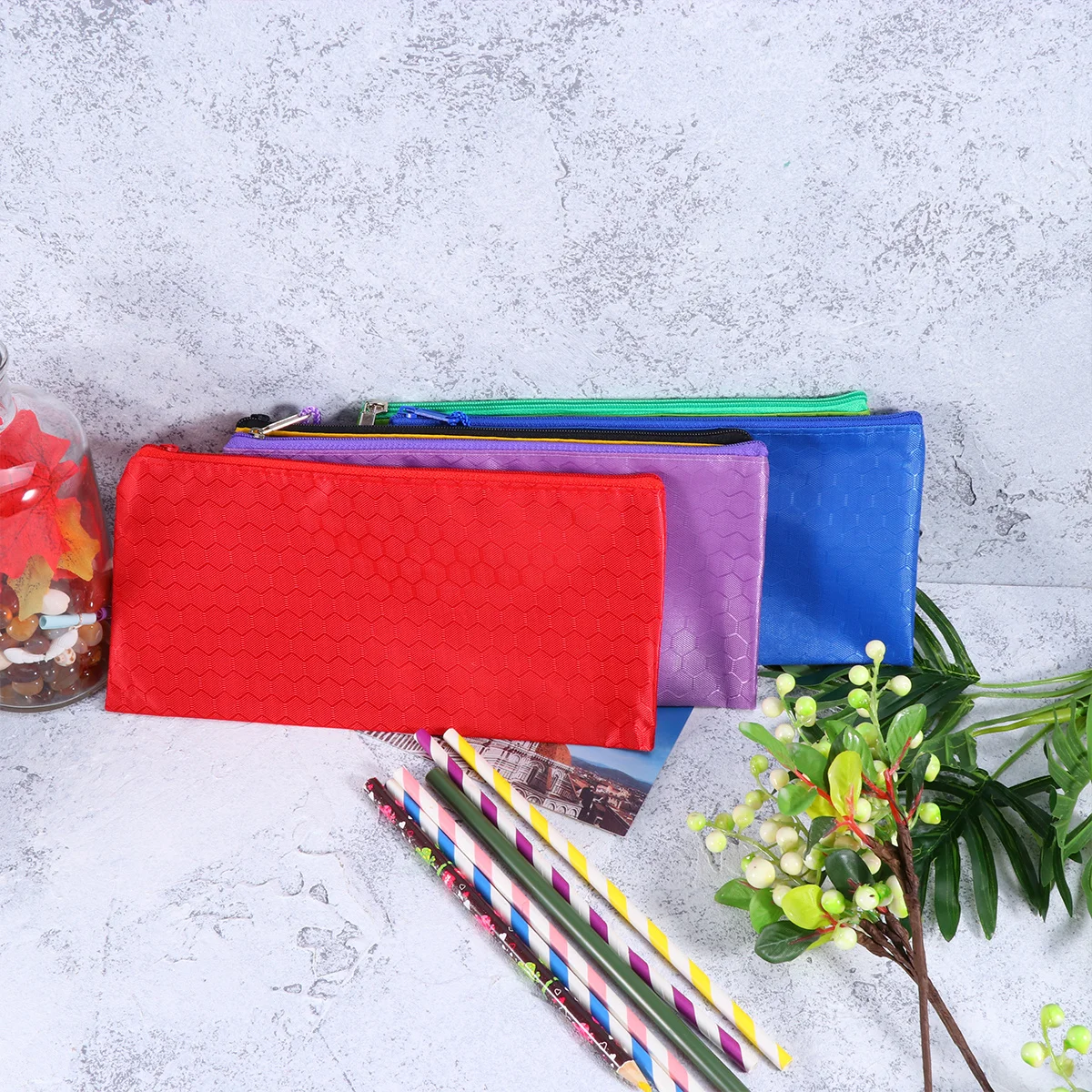 

6Pcs Waterproof File Bag Oxford Cloth Portable Stationery Pouch Zipper Organizer for Office School Pencil Case