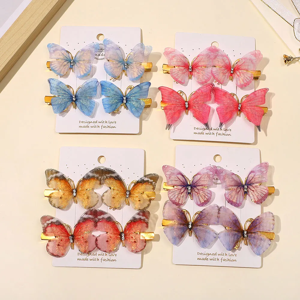 4/6Pcs Korean Style Sequin Butterfly Hair Clip Pearl Metal Bow Hair Bangs Hairgripes Women Girl Fashionable Hair Accessories