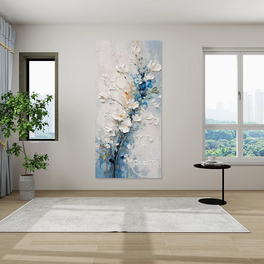 

Knife Flowers Paintings, Abstract Art, Latest Arrival, Acrylic Textured Handmade Canvas Artwork, No Framed, Office Wall Picture