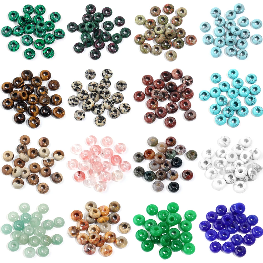 10Pcs/Lot 4mm Natural Stone Big Hole Beads Crystal Agate Handmade Loose Spacer Smooth Beads for DIY Clothing Crafts Accessories