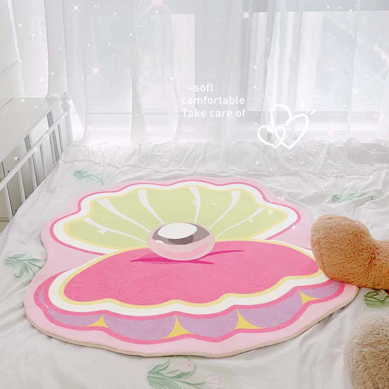 Art Creative Shell Carpet Comfortable Soft Bedroom Rugs Pink Girl Room Decoration Rug Bathroom Drying Absorbent Door Mat Tapete