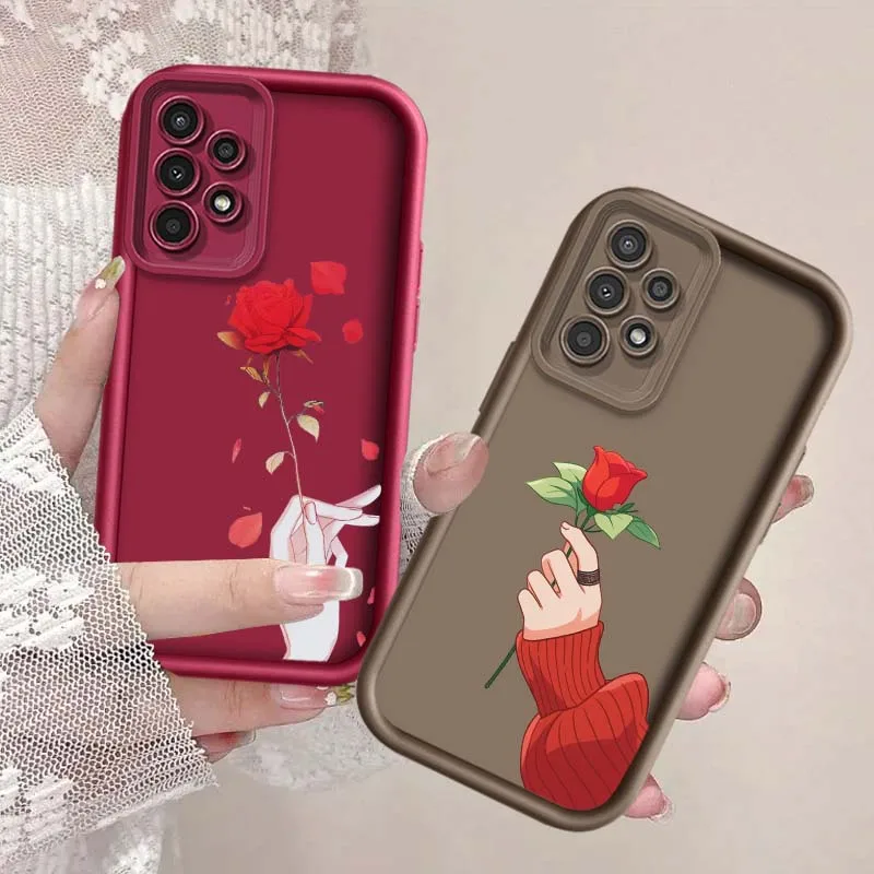 Romantic Beautiful Artistic Roses Cover For Samsung Galaxy A56 A16 A55 A35 A25 A73 A71 5G 5G 4G Eye Ladder Phone Case