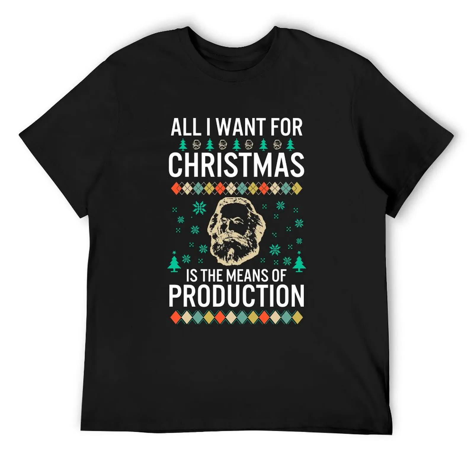 

Karl Marx Christmas Red Ugly Sweater All I Want For Xmas Is The Means Of Production Gift T-Shirt