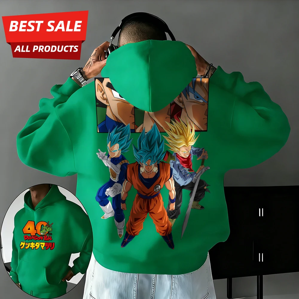 2026 Neue Herbst/Winter Dragon Ball 40. Jubiläum Wukong 100% Baumwolle Anime Bedruckter Hoodie Übergröße Lässige Streetwear Unisex