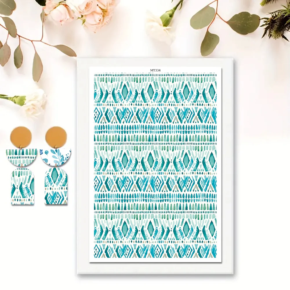 National Style Abstract Pattern Floral Bird Polymer Clay Transfer Paper Stickers for Diy Jewelry Earrings Printing Paper Making