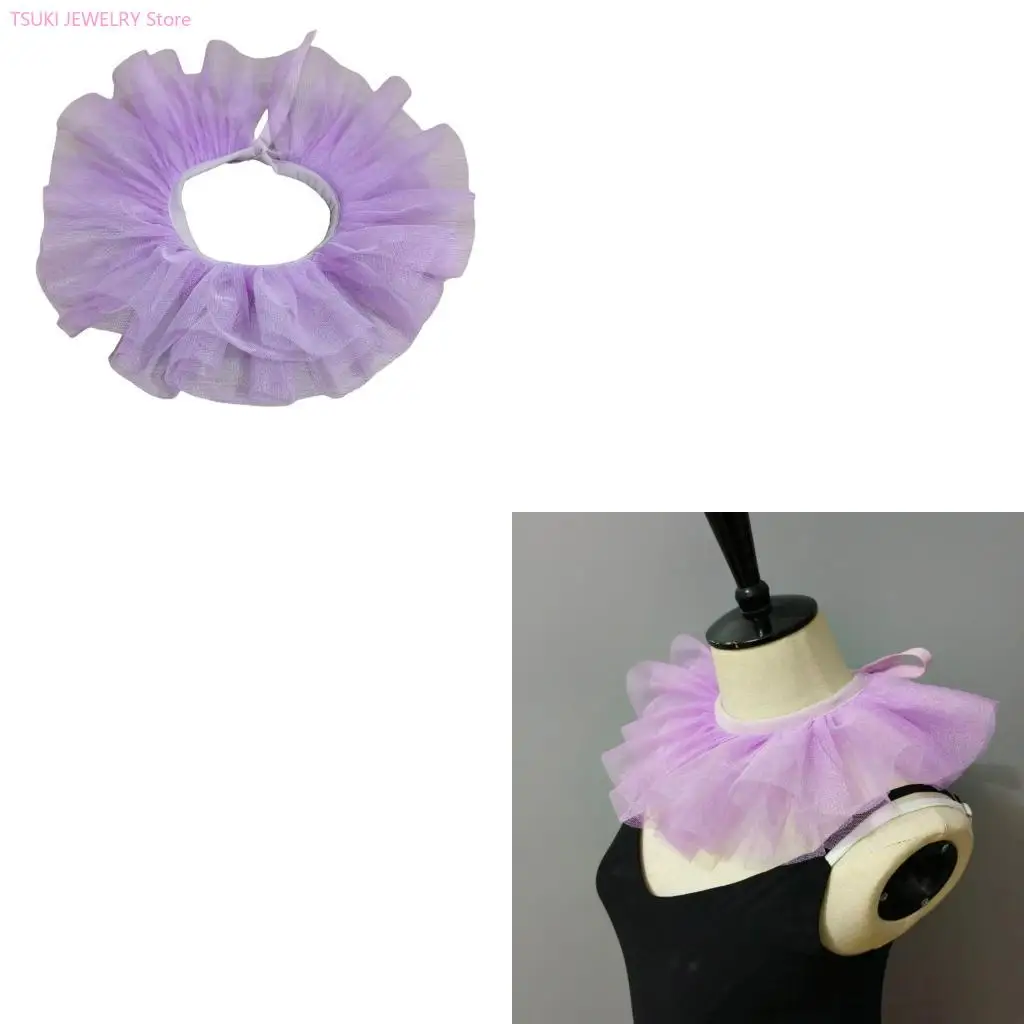 

62KE Kids Girls Renaissances Ruffled False Collar Capes Victorian Choker Necklace for Cosplay and Costume Accessories