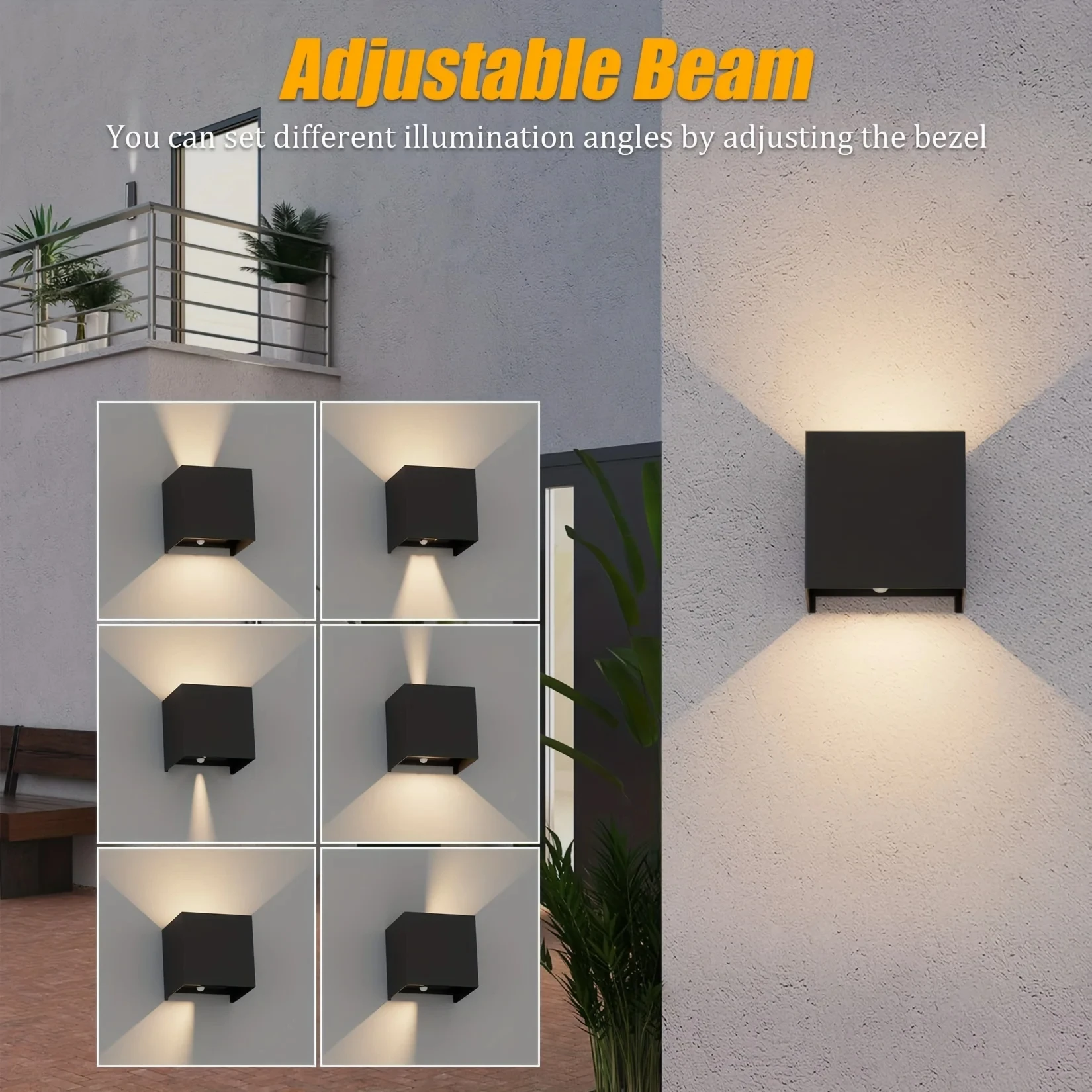 12W LED Wall Lights with Motion Sensor Indoor/Outdoor Pack of 2 Outdoor Lights with Motion Sensor 3000 K Warm White LED Outdoor