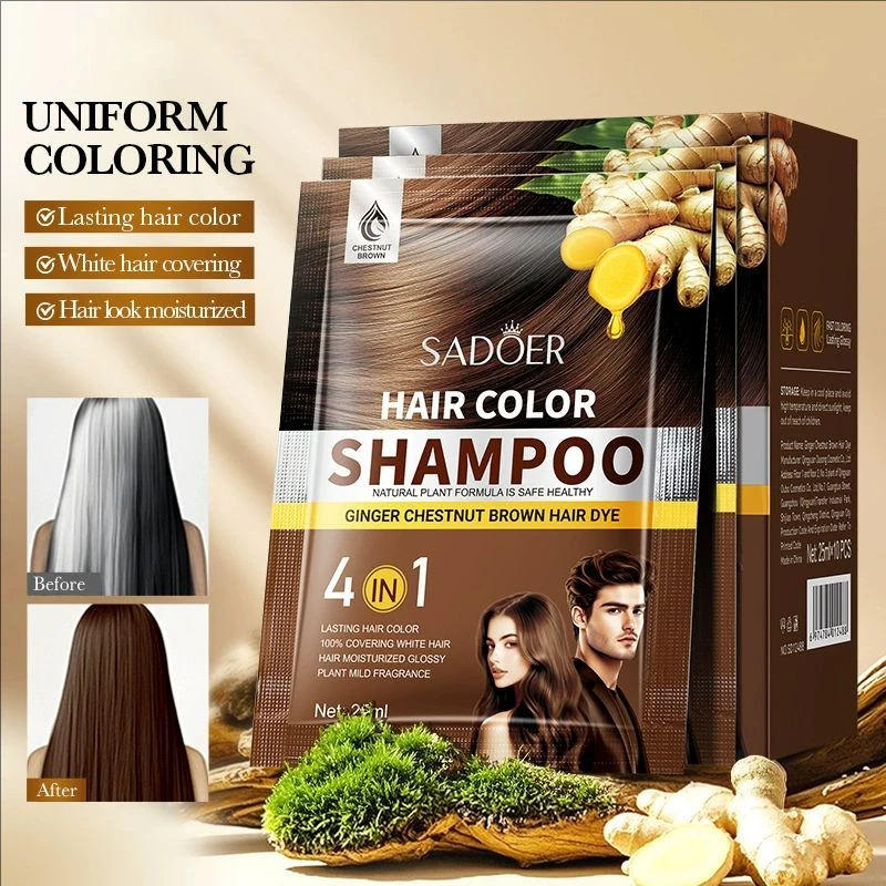 Economic Set Black Hair Shampoo Only 5 Minutes Hair Color Chestnut Brown Hair Dye Permanent 1 Box 10 Pcs