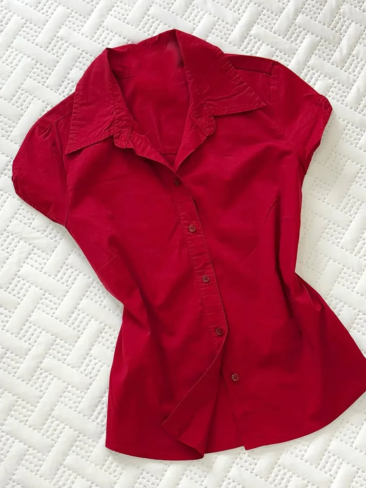 痩身赤 irt オリジナルユニークなターンダウン襟ヴィンテージハイウエスト irt 若い女性のための綿ブレンド夏 irt