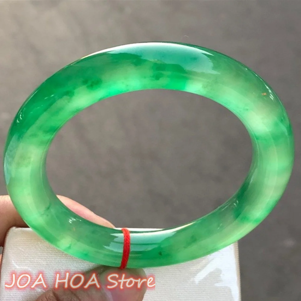 New Original Ecological Color Ice Emerald Green Bangle Natural Bashan Jadeite Bracelet Boutique Handring Perfect Jewelry