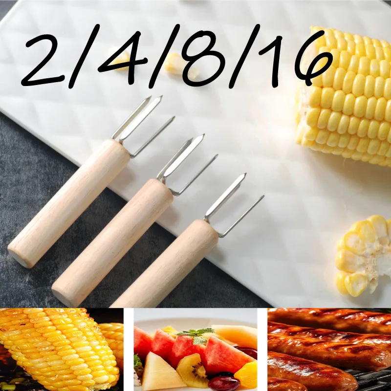 

Camping Fruit Fork Fishing Barbecue Tourism Picnics Food Corn fork BBQ Outdoor Skewer Household Metal Fork Grilled Sausages 2/16