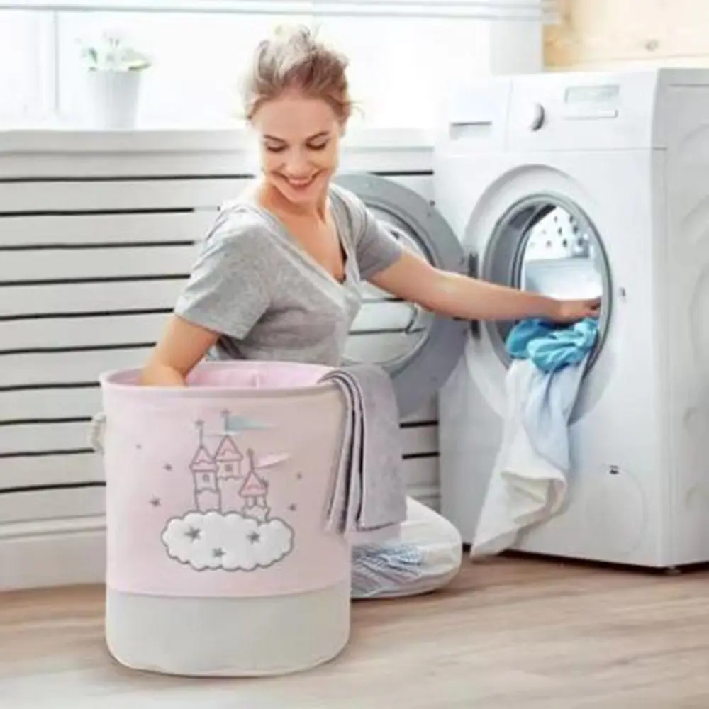 

Cute Dirty Clothes Storage Basket Large Capacity Space Saving Laundry Basket Foldable with Handle Laundry Hamper Dormitory