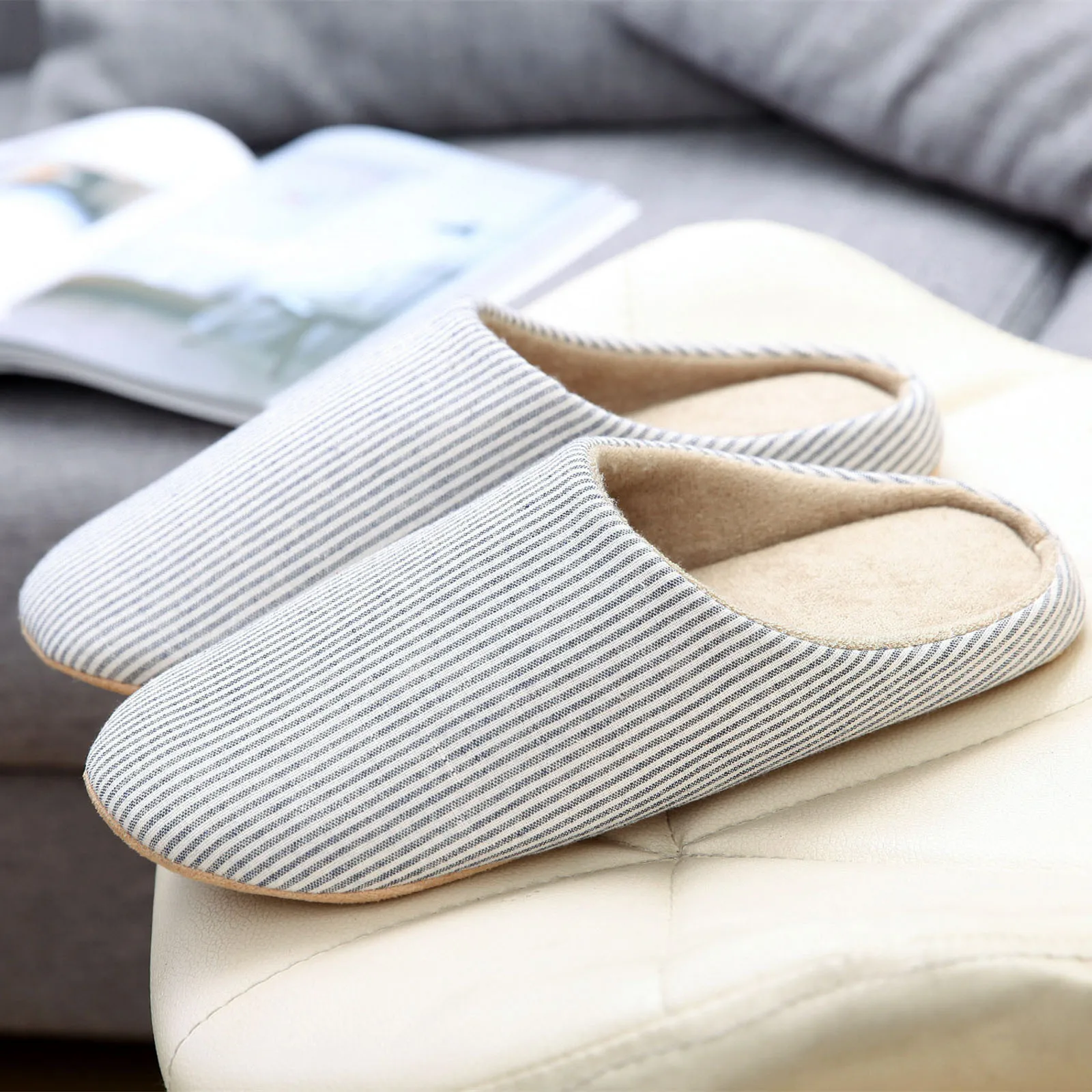 

Indoor Autumn And Winter Pure Cotton Slippers Couple Mute Floor Slippers Machine Wash Mute Cotton And Linen Ladies Slippers