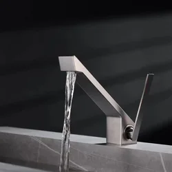 Gun Grey Hot & Cold Basin Mixer Faucets Creative Waterfall Style Wash Bathroom Mixing Faucet Washbasin Kit Metal Tap Accessories