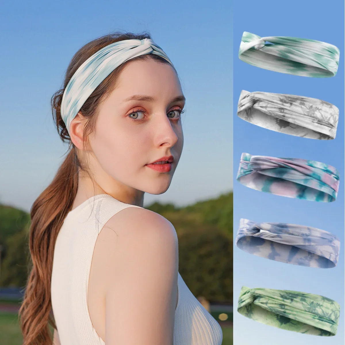 1pc Sports Headband Sweatband Quick Dry Breathable Women Yoga Hair Bands Gym Fitness Running Tennis Sports Headbands Sweat Band