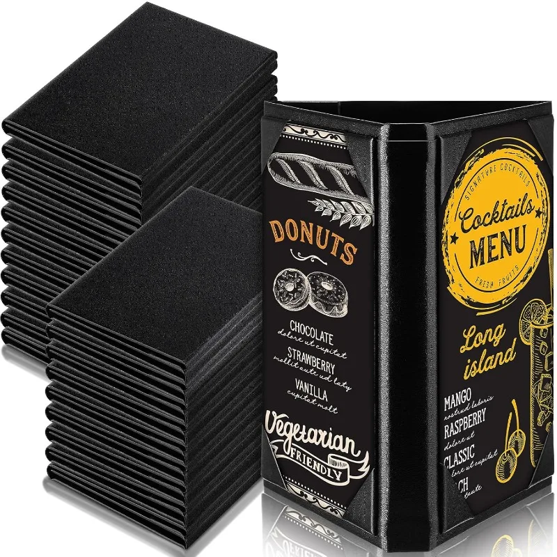 

20 Pcs 4 x 6 Inch Triangle Table Tent Leatherette Menu Holders 3 Sided Menu Cover Frame Menu Sign Holders for Restaurant