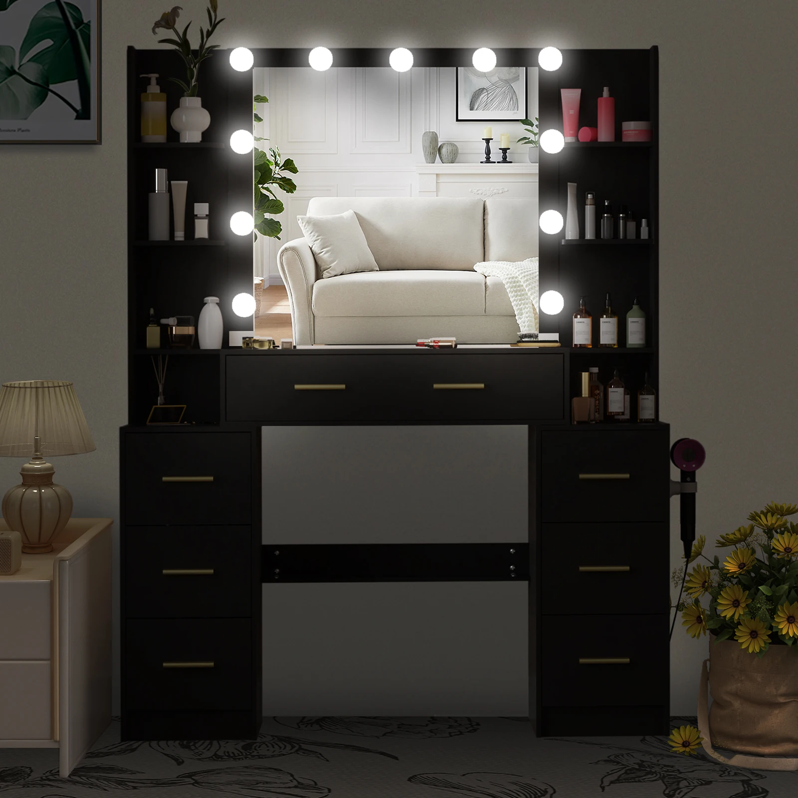 Ensemble de coiffeuse noire av - Office Furniture Credenza avis et prix