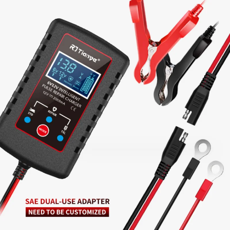 เครื่องชาร์จแบตเตอรี่รถยนต์อัจฉริยะ 6V 12V สำหรับรถจักรยานยนต์ ใช้ได้กับแบตเตอรี่ AGM GEL WET VRLA แบตเตอรี่ตะกั่วกรด 100-240V