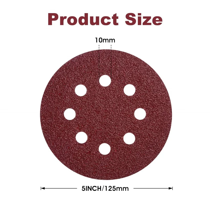 150pcs-set 10sets-carton 5In 8H Sanding Discs 40 Grit Aluminum Oxide Sandpaper Random Orbital Sander Woodworking Hook Loop