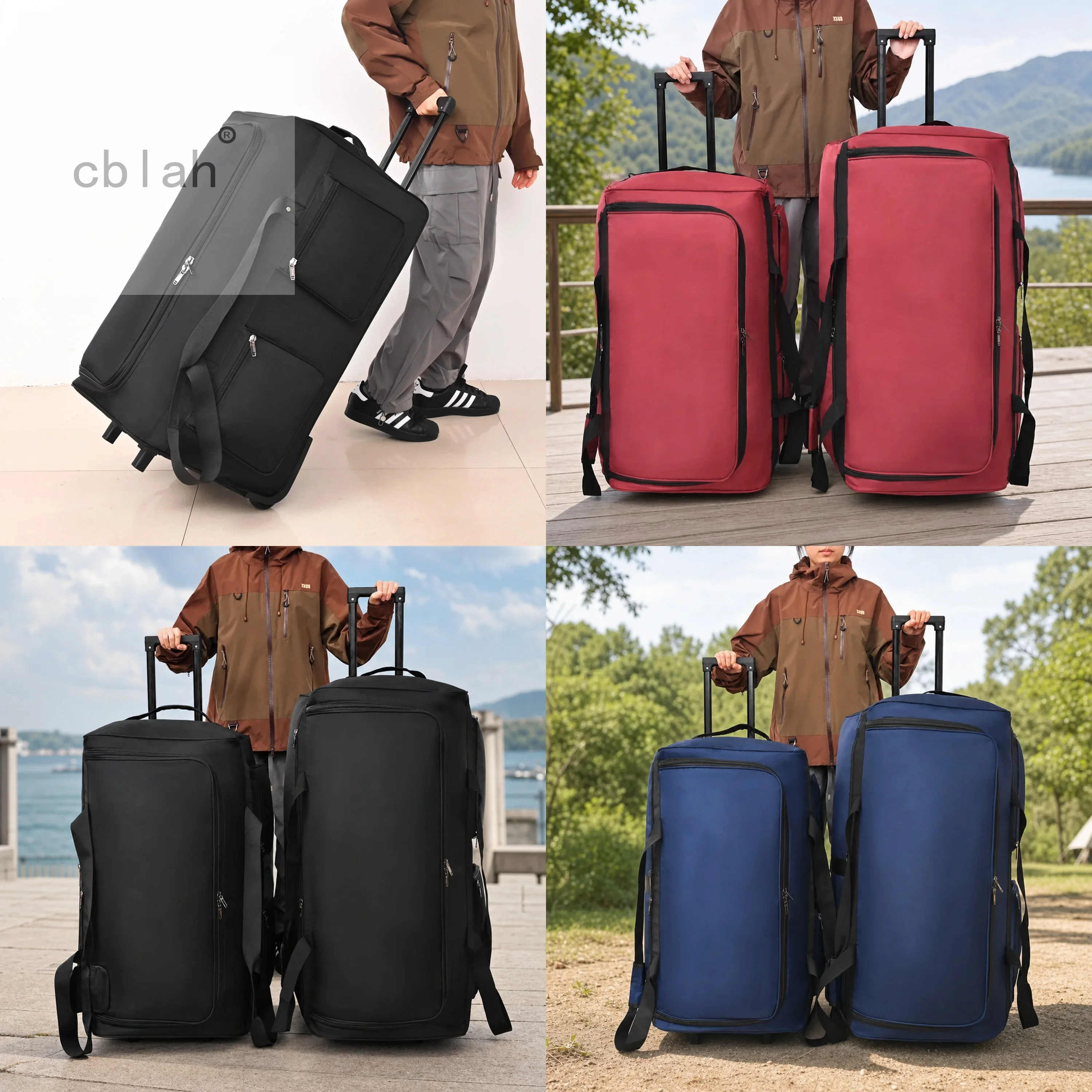 75L Travel Luggage Bag Large Capacity Oxford Cloth Portable Handbag Men Women Multifunctional Rolling Duffle Bag With Wheels