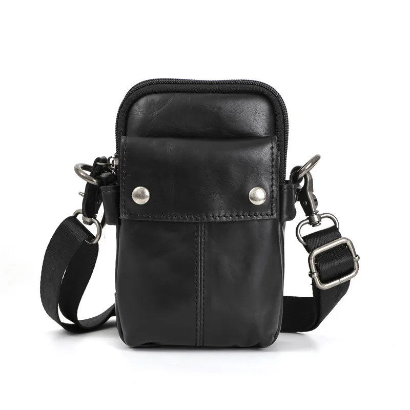 

Waist Bags Crazy Horse leather Male Waist Pack Fanny Phone Pouch Bags Waist Bag Men's Small chest Shoulder Belt Bag back pack