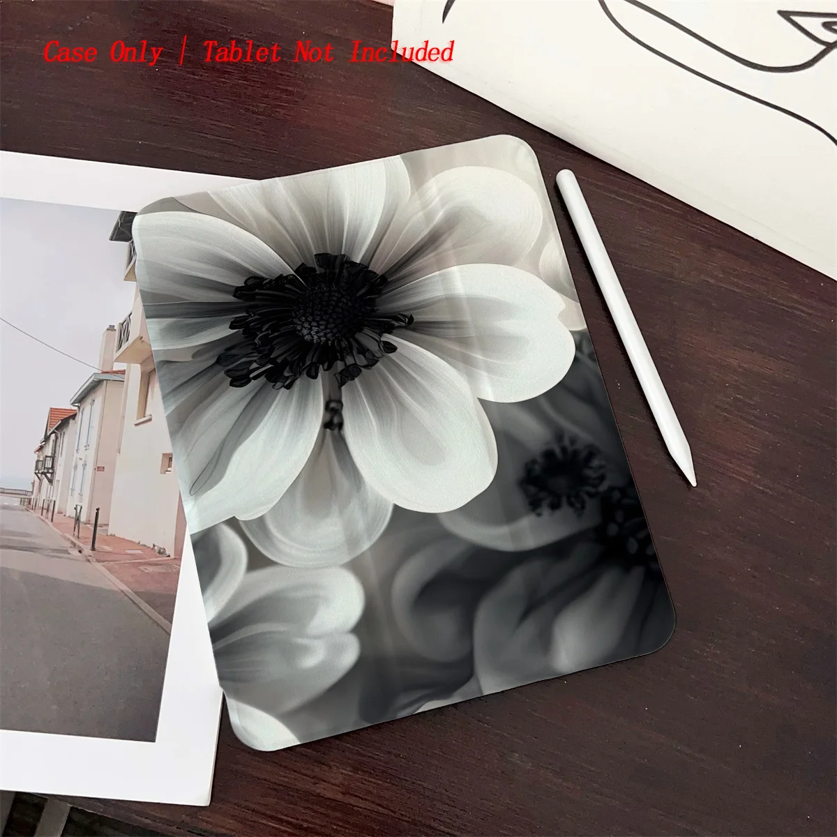 

Гладкий черный чехол для iPad с цветочным принтом, совместимый с iPad Pro/Air 5 4/iPad 10/Mini 5, прочный и устойчивый к царапинам