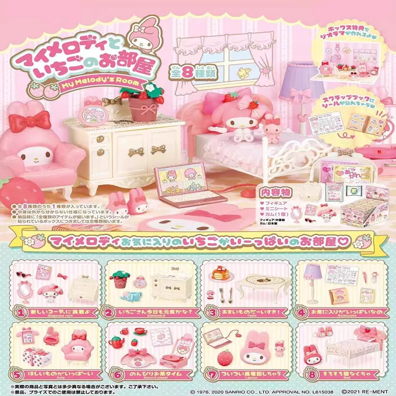 

Sanrio дневные Аниме фигурки Mymelody Клубничная комната миниатюрная сцена Игрушечная модель украшения настольное украшение детские подарки