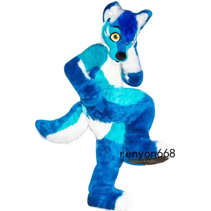 Long Fur Husky Dog Fox Mascot Costume Fursuit Halloween Furry Suit Party Cosplay Cartoon Outfits Dress Up