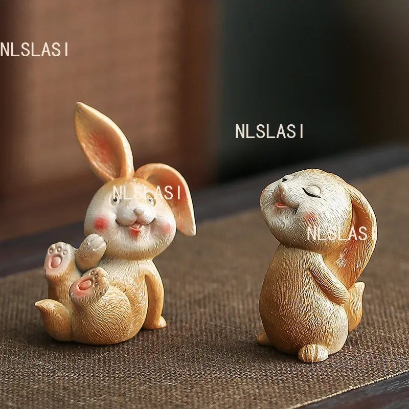 1pc Color Changing Rabbit Tea Pet Maintainable Cat Tea Play Cute Desktop Decorative Ornaments Tea Ceremony Accessories