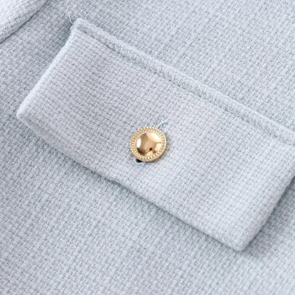 Женский винтажный флип-декор с длинным рукавом, короткий костюм, пальто, модная элегантная уличная одежда