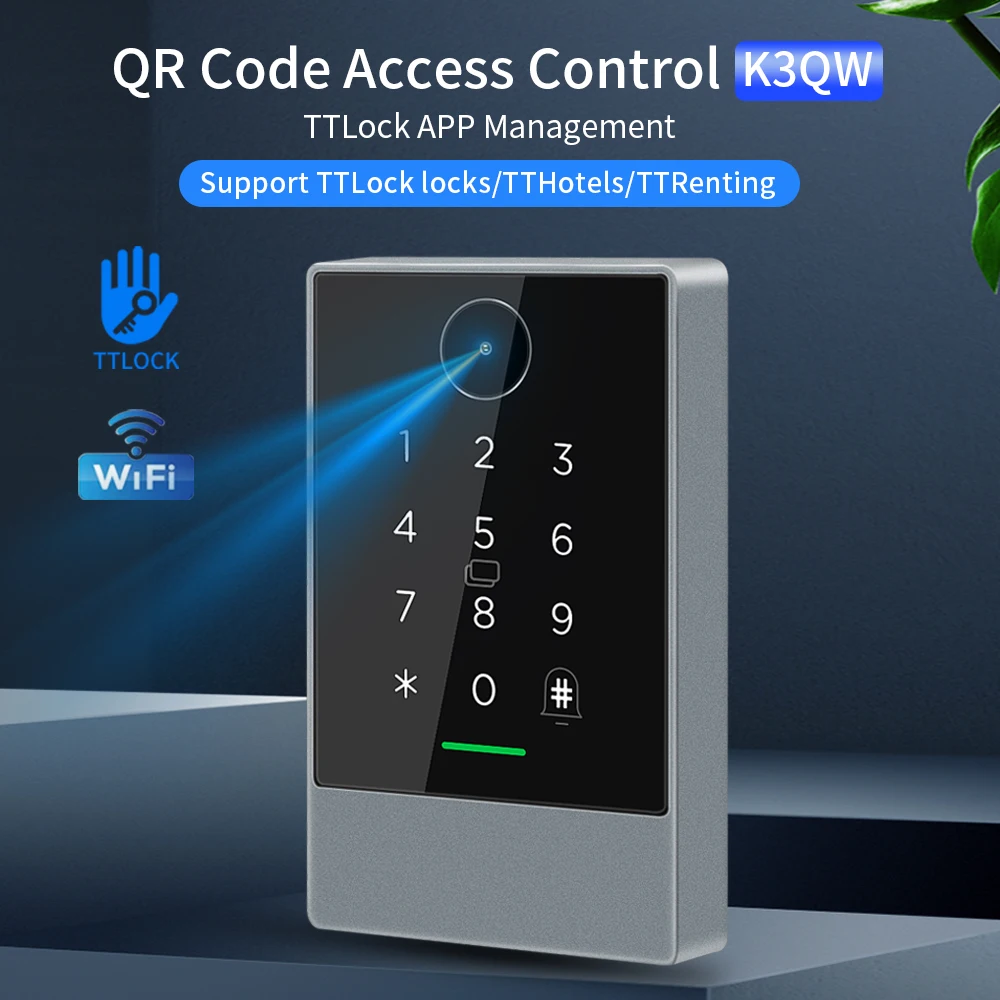 Access Control Waterproof Outdoor Qr Code Keypad Reader 13.55Mhz TTLOCK & TTHotel App Remote Door Opener Work with Alexa Google
