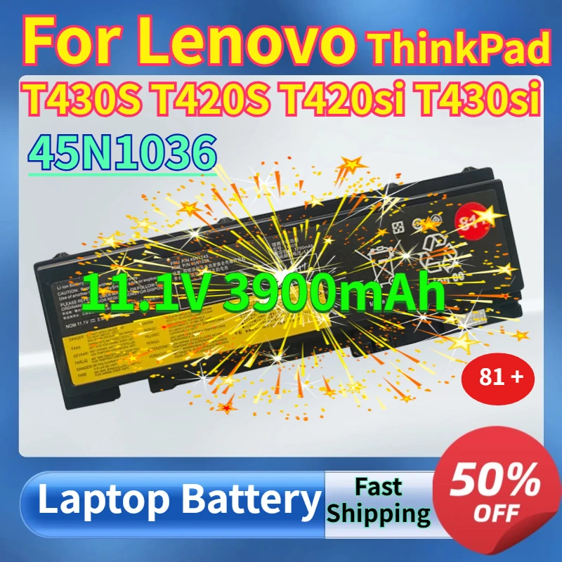 

3900mAh/44Wh Laptop Battery For Lenovo ThinkPad T430S T420S T420si T430si 0A36287 42T4845 0A36309 42T4846 42T4844 42T4847 11.1V