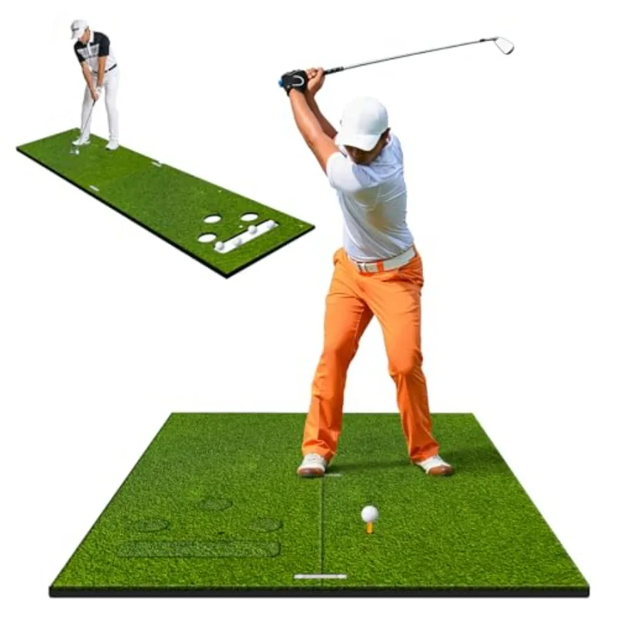 

Convertible 2-IN-1 Golf Hitting Mat and Golf Putting Mat, High-Elasticity Golf Practice Mats 150000+Swing for Driving Range Chi