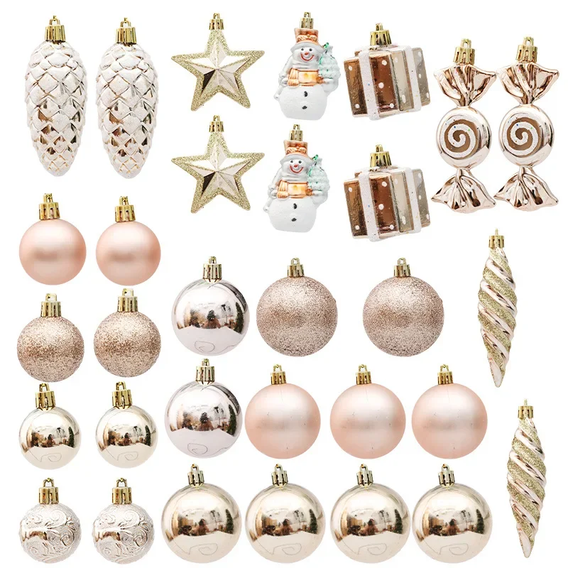 29/36/40pcs Champagne Special-shaped Christmas Ball Ornaments Christmas Tree Party Decoration New Year Christmas Spheres Pendant