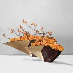 Creative Resin Fan Vormige Vaas Art Bloemstuk Desktop Ornament Woonkamer Decoratie Thuis Vaas Home Decor Accessoires