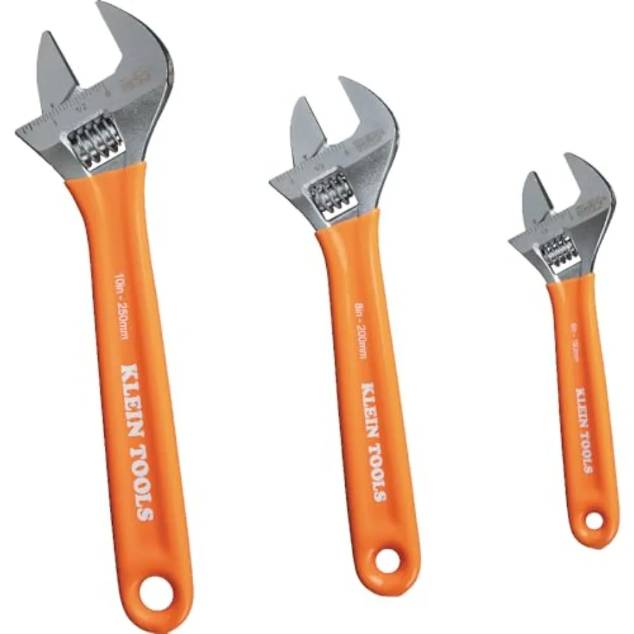 

D5073 Adjustable Wrench Set Extra Capacity 6-Inch 8-Inch 10-Inch Forged Alloy Steel Metric and SAE 3-Piece