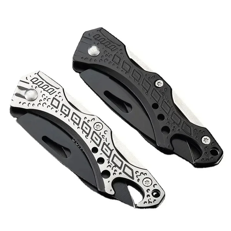 EDC camping folding knife, round head stainless steel, fishing accessories, easy to carry, outdoor, meat cutting, BBQ, self-defe