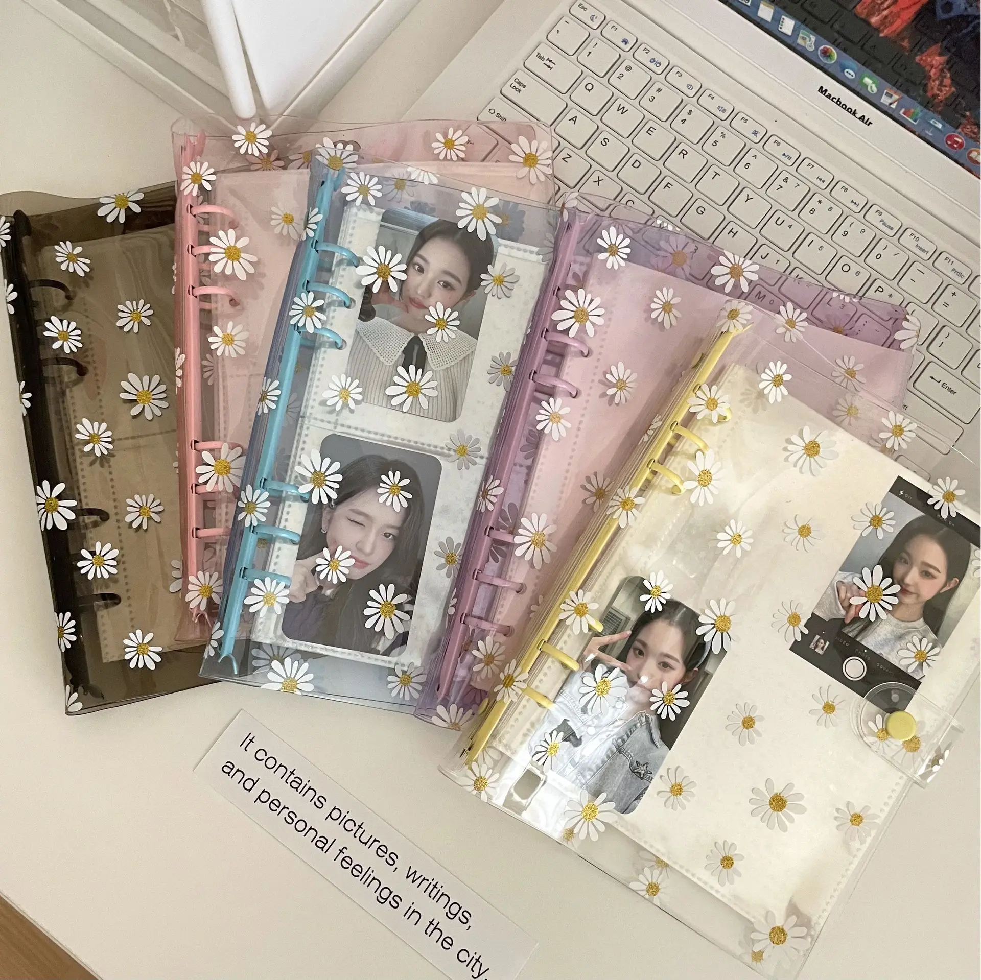 A5 A6 Colorful Clip Daisy Glittery Bling Loose Leaf Binder Notebook Cover Diary Agenda Planner Paper Cover School Stationery