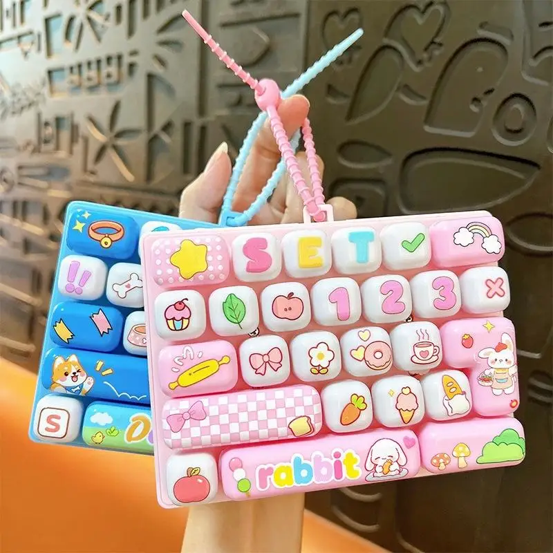 Cute 26 Grids Stress Relief Simulation Keyboard Keychain Desktop Decoration Student Bag Ornament Creative Gift Toy