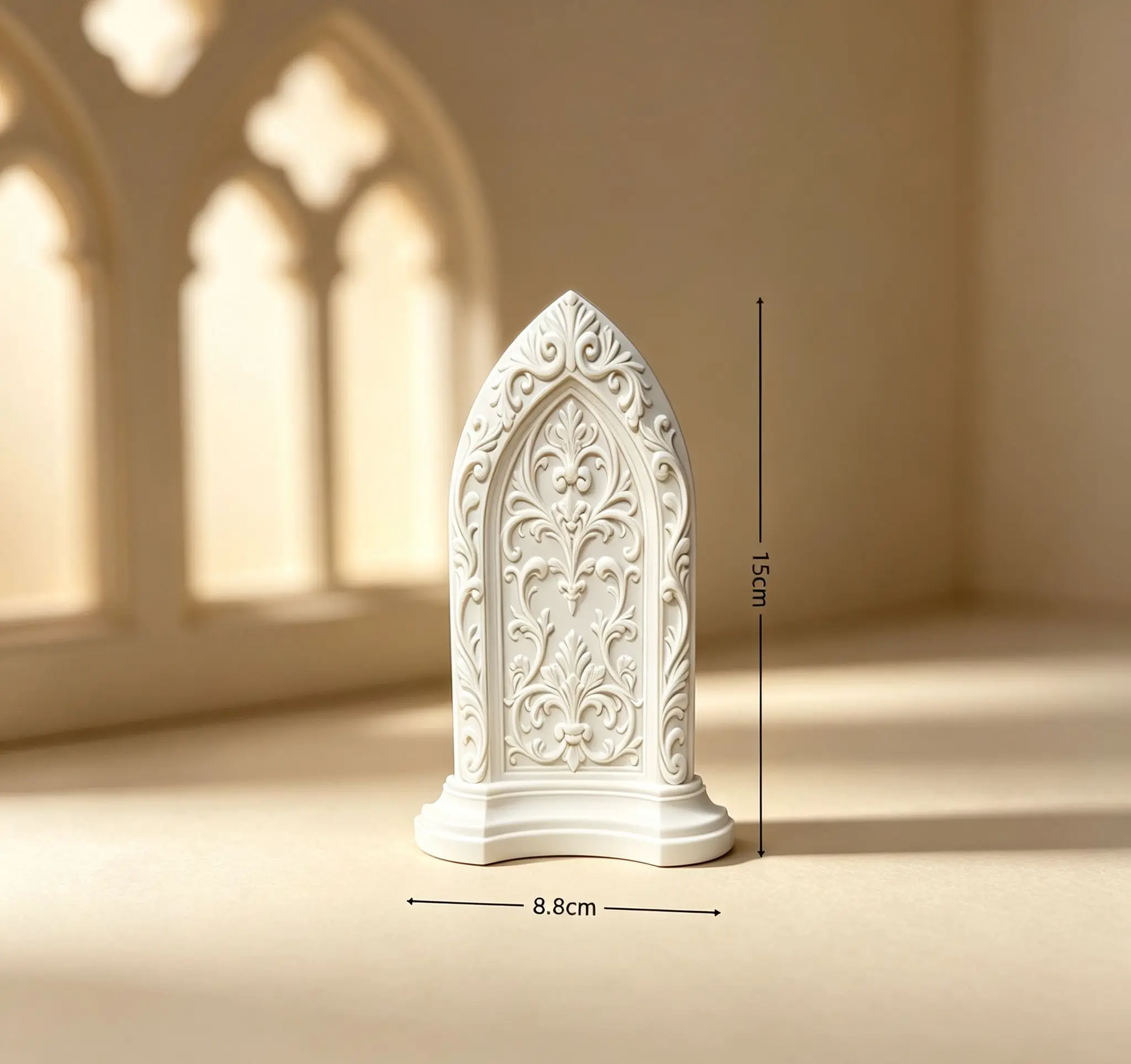 Gothic Arch Window Backdrop Decor, Dollhouse Dark Style Scene Accessory, Carved Window Frame Prop for OB11 Diorama Layout
