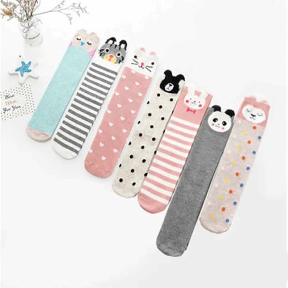 Baby girl socks cartoon han edition children heaps socks half cylinder boy knee-high kids knee above cat print cotton sock