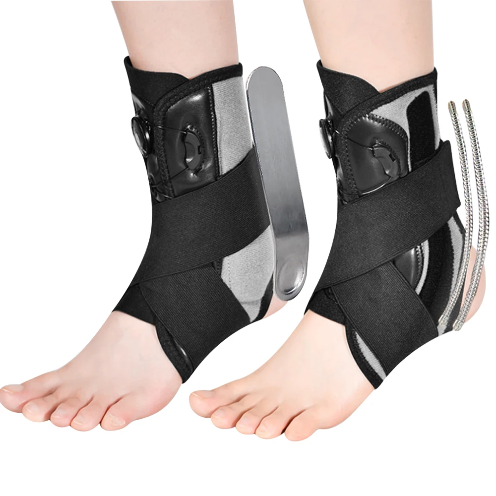 1Pcs Compression Ankle Brace for Women Men, Adjustable Straps with Protective Guards for Basketball Volleyball Lacrosse Football