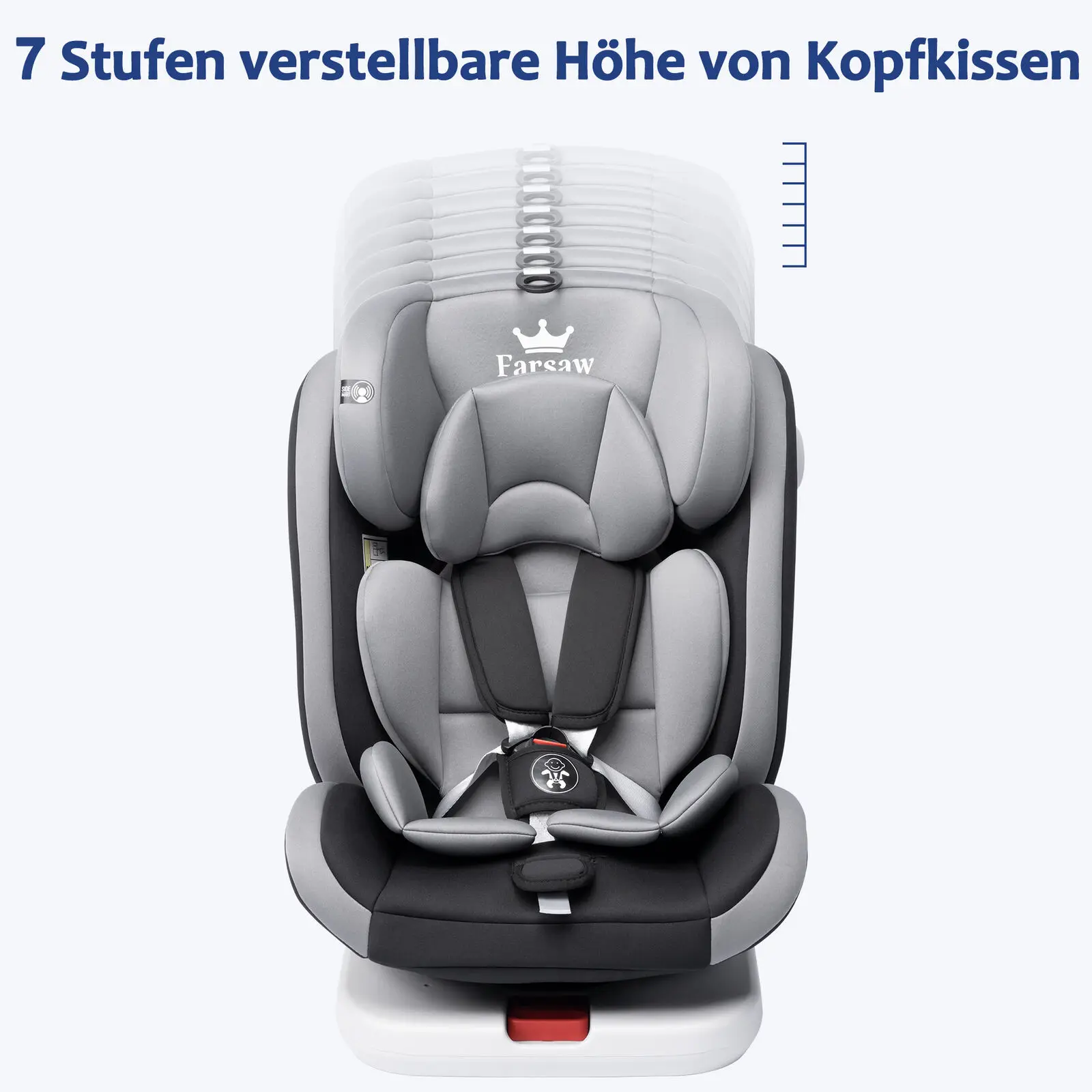 AP02 KL005 Silla de coche para bebé silla infantil giratoria 360° con ISOFIX y posición de descanso, grupo 0+1/2/3 (9-36 kg/0-12 años), cinturón de