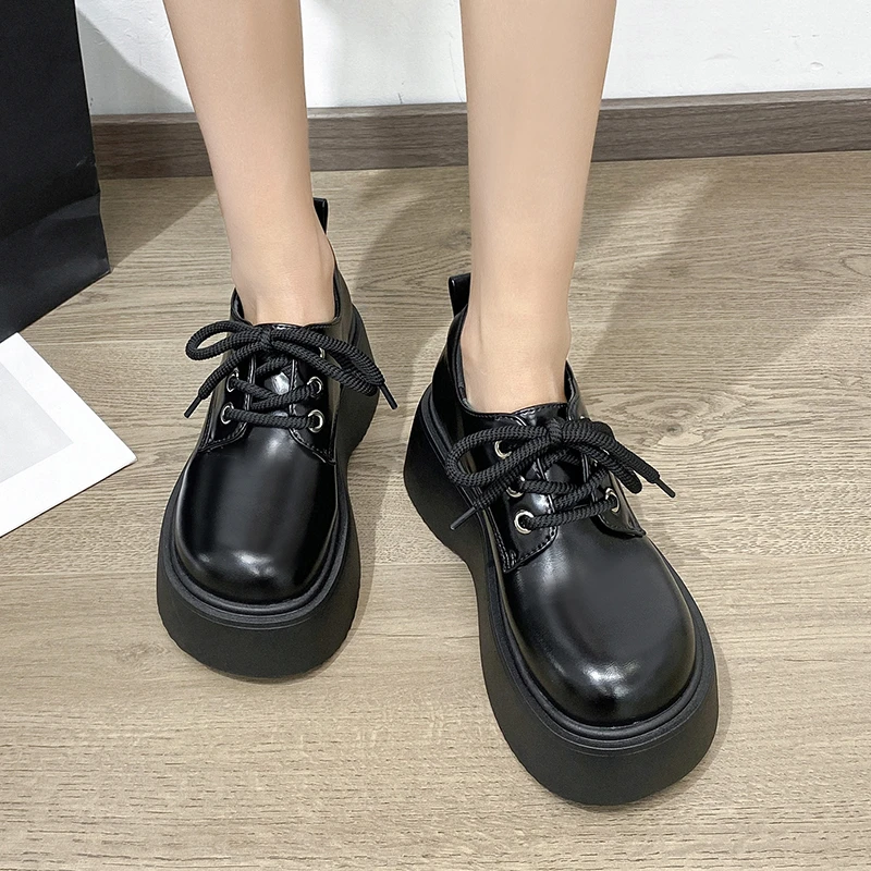 High Appearance Level Thick Bottom Round Head Fashion All Comfortable Non-slip Breathable Wear-resistant Women's Single Shoes